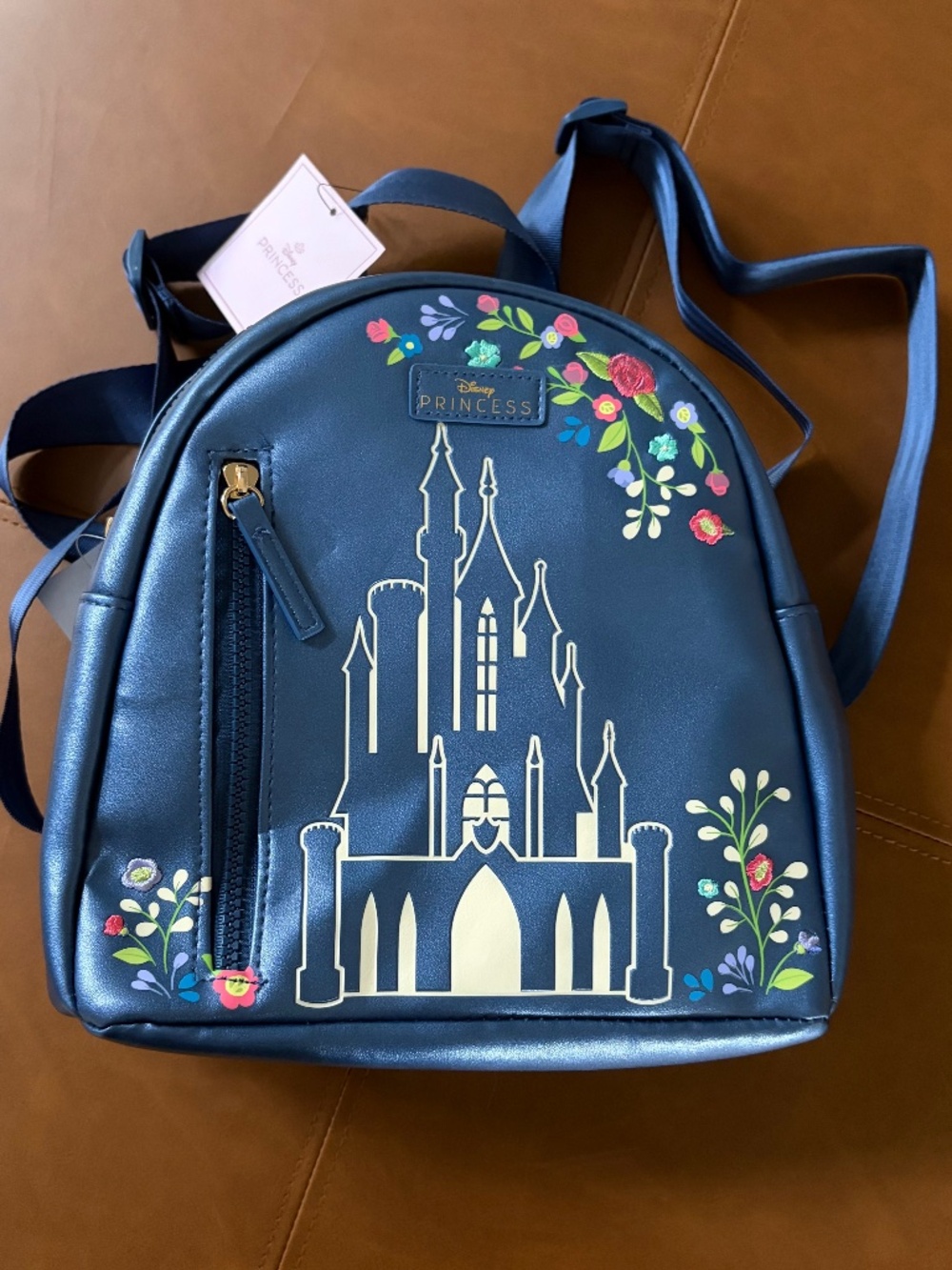 Disney Princess Castle & Flower Shimmer Mini Backpack NWT blue floral